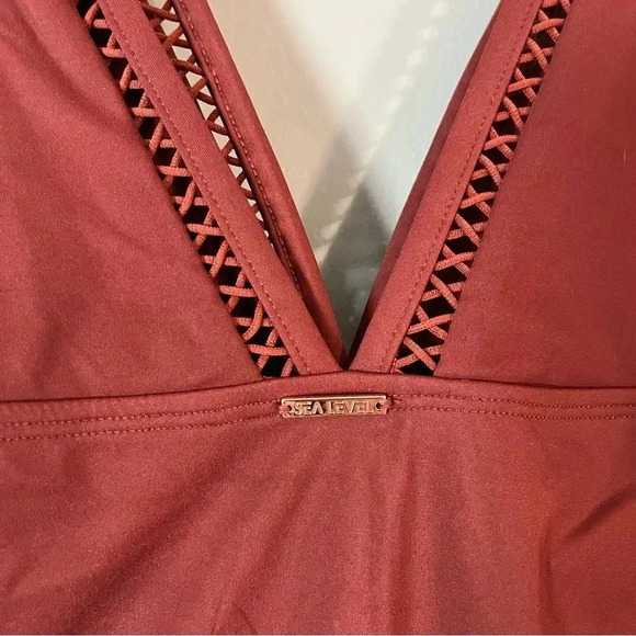 NWT Sea Level Swim Eco Essentials Spliced One Piece Cinnamon Size 14 - Picture 4 of 12